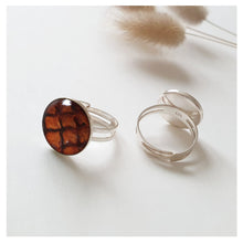 Charger l'image dans la galerie, Bague argent et cuir de saumon