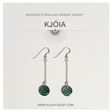 Charger l'image dans la galerie, Boucle d'oreille pendante ALMA - cuir de saumon