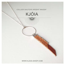 Charger l'image dans la galerie, Collier sautoir argent et cuir de saumon