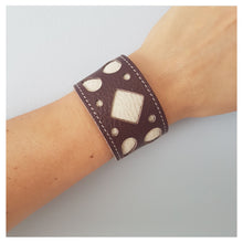 Charger l'image dans la galerie, Bracelet cuir femme marron beige