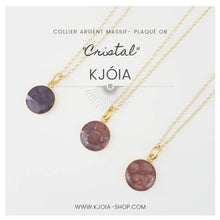 Charger l'image dans la galerie, Collier plaque or et cuir de saumon