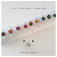 Charger l'image dans la galerie, Bracelet argent et cuir de saumon