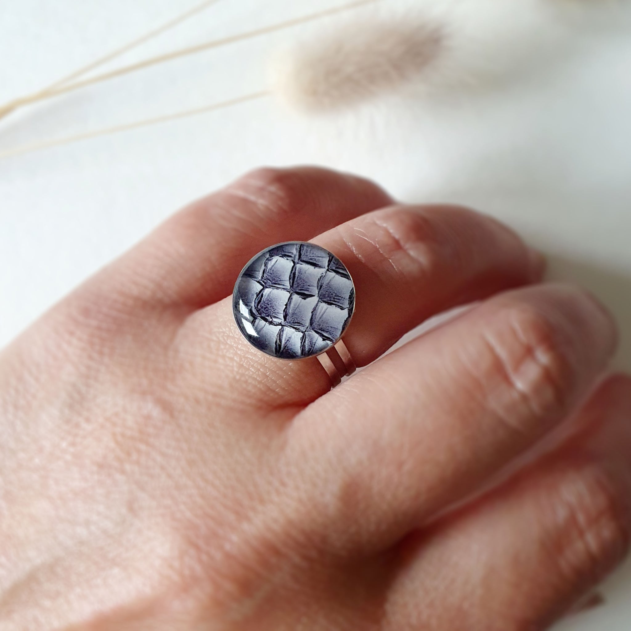Bague Réglable En Argent Massif Et Vermeil, Motif Poisson Truite/saumon - Bijou Artisanal Occasion